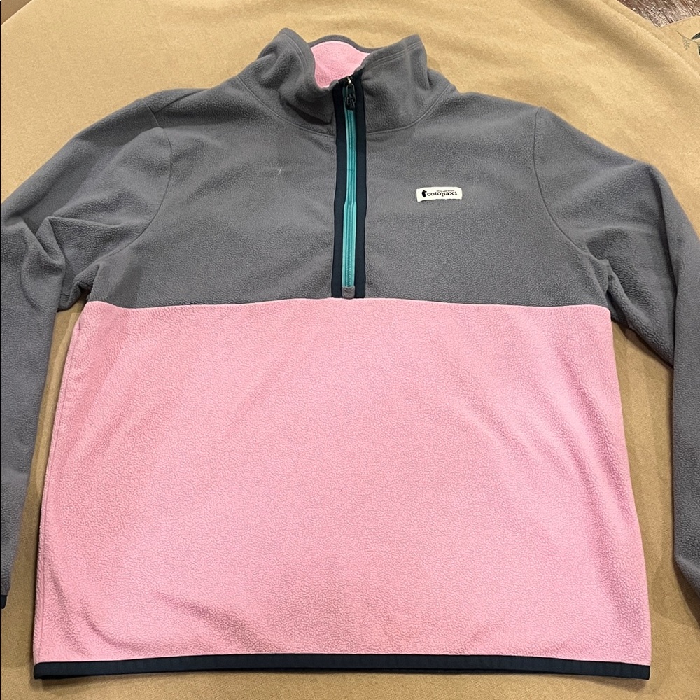 Cotopaxi Womens Pink and Gray Half-Zip Fleece Pullover